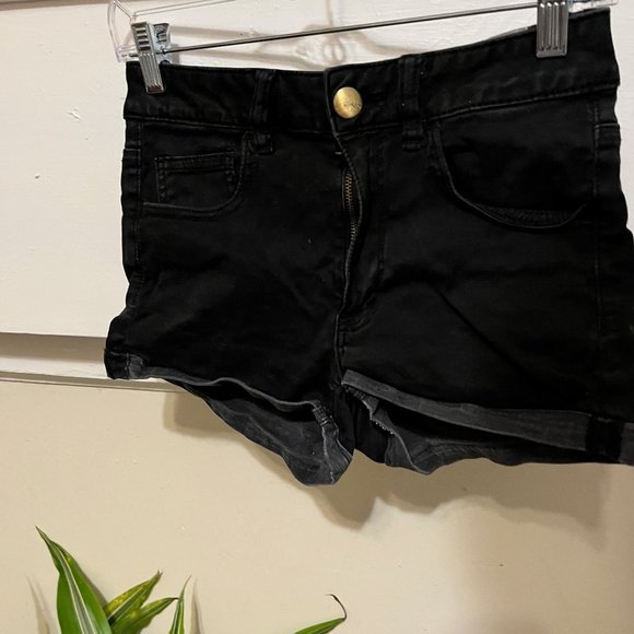 AEO High Rise Sateen Super Stretch Shortie Shorts - Picture 1 of 3